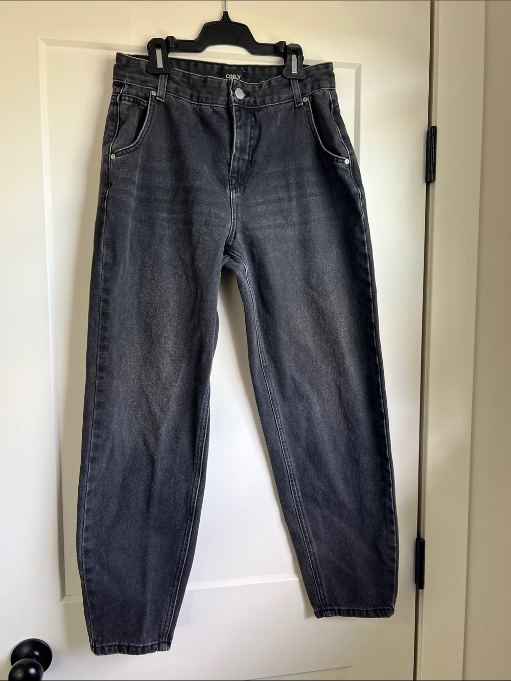 High-Rise Washed Black Mom Jeans